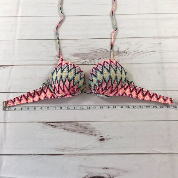 Victoria's Secret Multi Colored Bikini Top Halter Strap 34C - Picture 7 of 8
